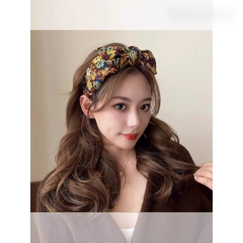 韩国碎花蝴蝶结头饰气质发卡发箍网红2025年新款仙女宽边洗脸头箍