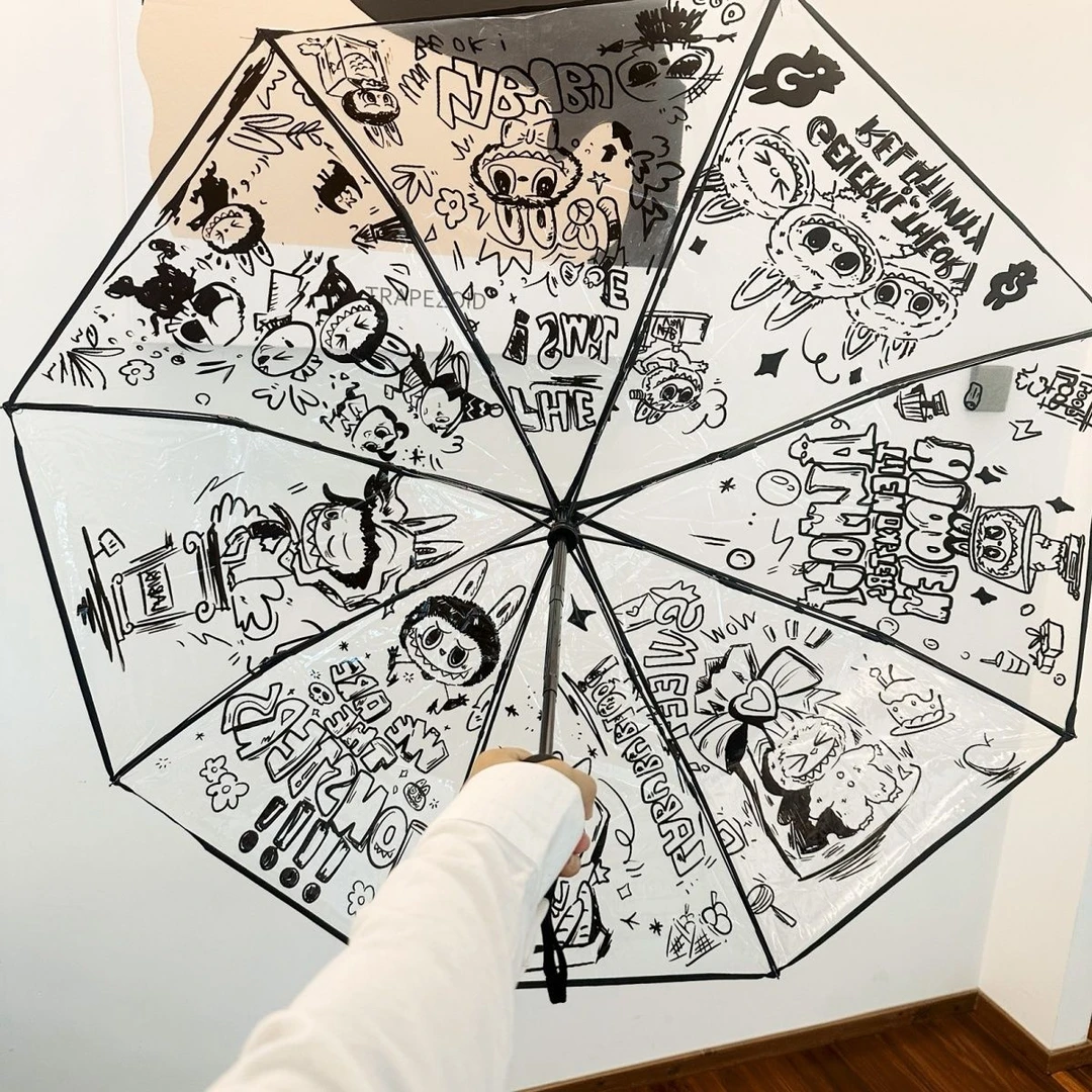 布Labubu透明卡通全自动动漫雨伞可爱折叠加厚加大手动户外小清新