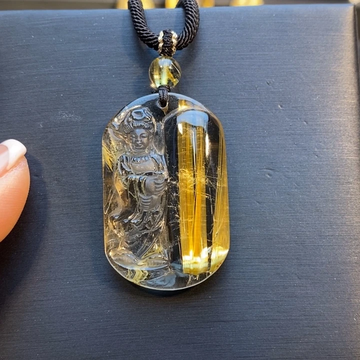 未镶嵌发晶颈饰高品质观音钛晶吊坠