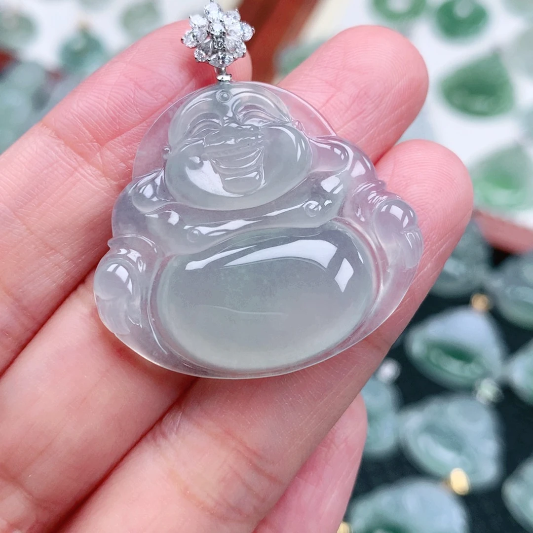 吊坠(不含链)18K金镶嵌翡翠