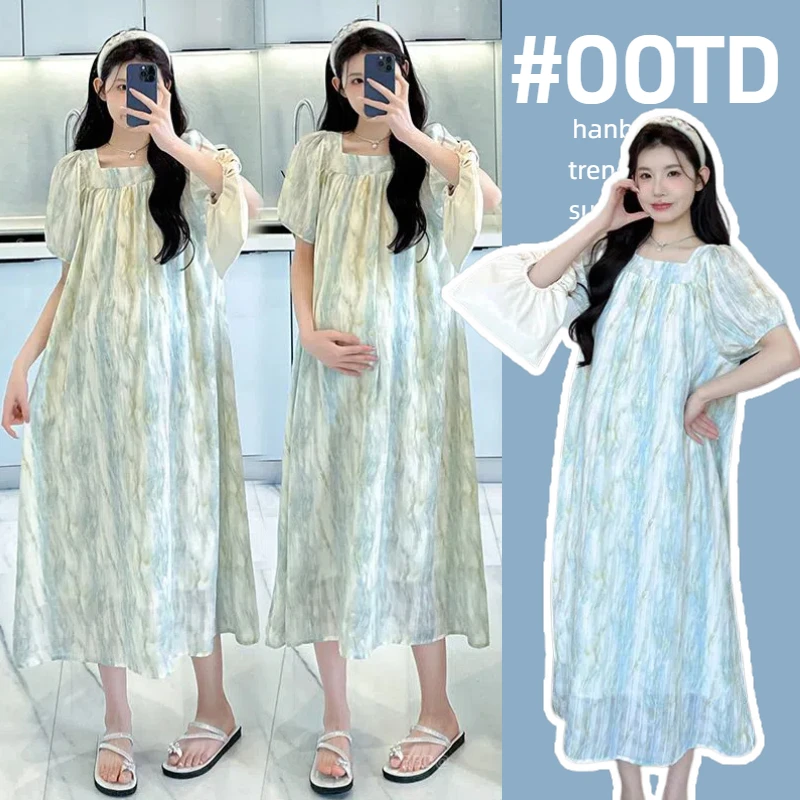 夏日轻氧显瘦气质时尚夏季甜美宽松网红法式小清新碎花大码连衣裙