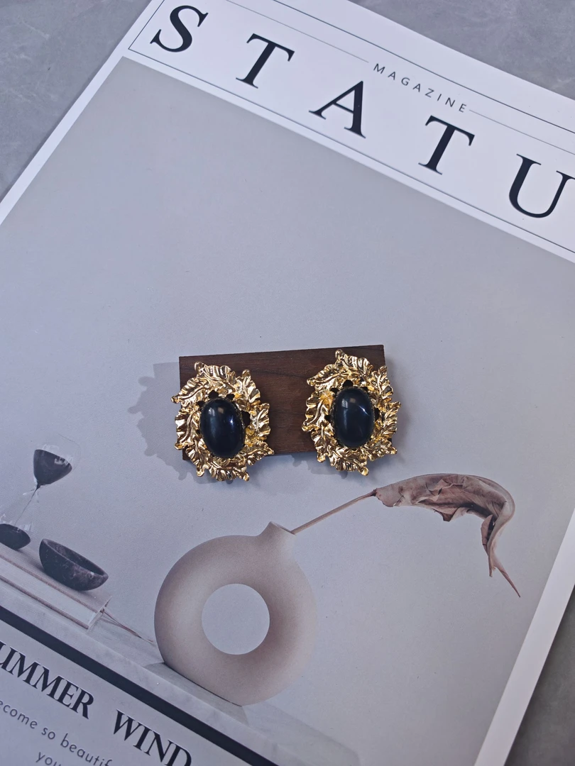 合金树脂耳饰 新中式复古耳环女港风气质耳钉轻奢设计高级感耳饰