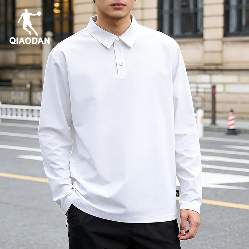 乔丹户外运动长袖t恤男士2025年秋冬新款休闲翻领弹力polo衫百搭