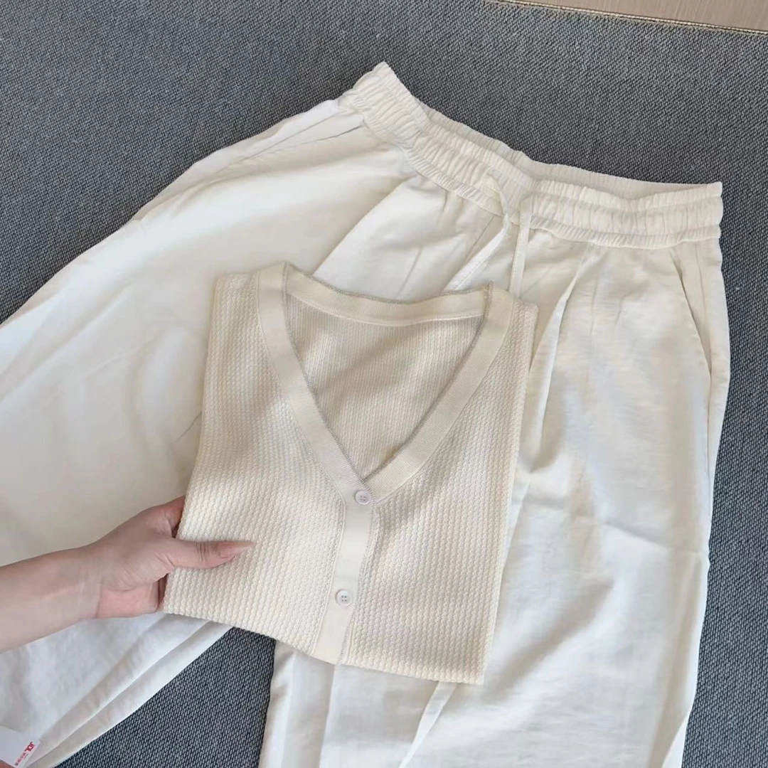 纯色金丝边宽松针织短袖 92582