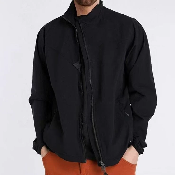 三色斜拉链运动休闲户外夹克外套冲锋衣