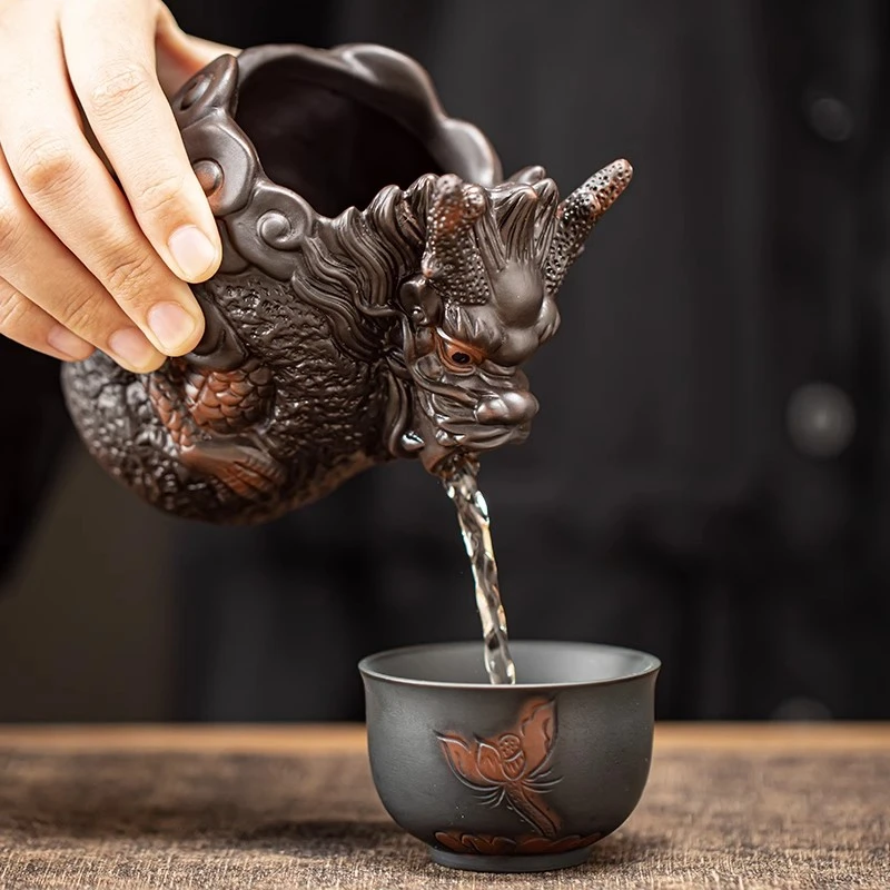 云南建水紫陶公道杯手工分茶器茶水分离茶海茶周边陶瓷创意茶道