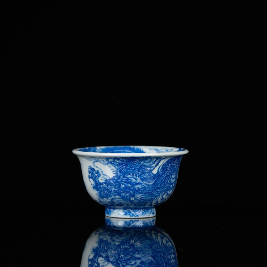 【利贞】龙凤压手杯 瓷器主人杯约120cc纯手绘制HYG