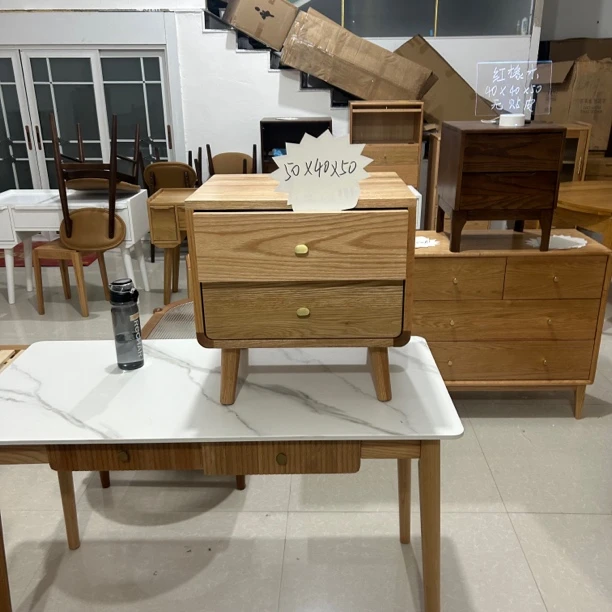 北美红橡木床头柜全实木无板材北欧风