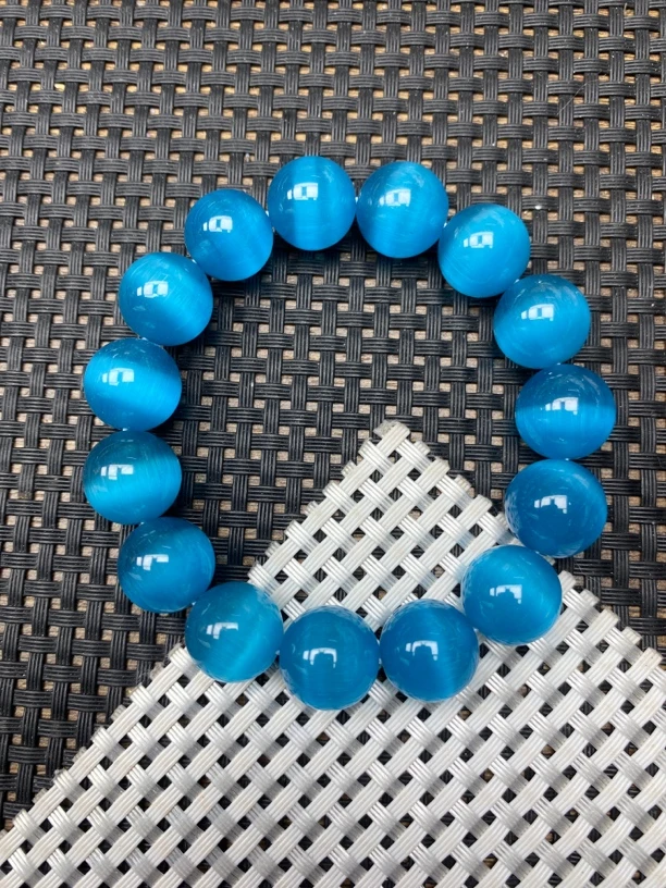 蓝灰猫眼14mm手串701