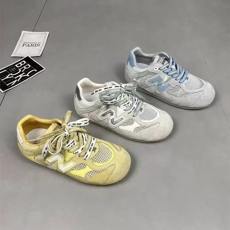 网面厚底内增高德训鞋2025夏季新款双鞋带透气显脚小运动阿甘鞋T