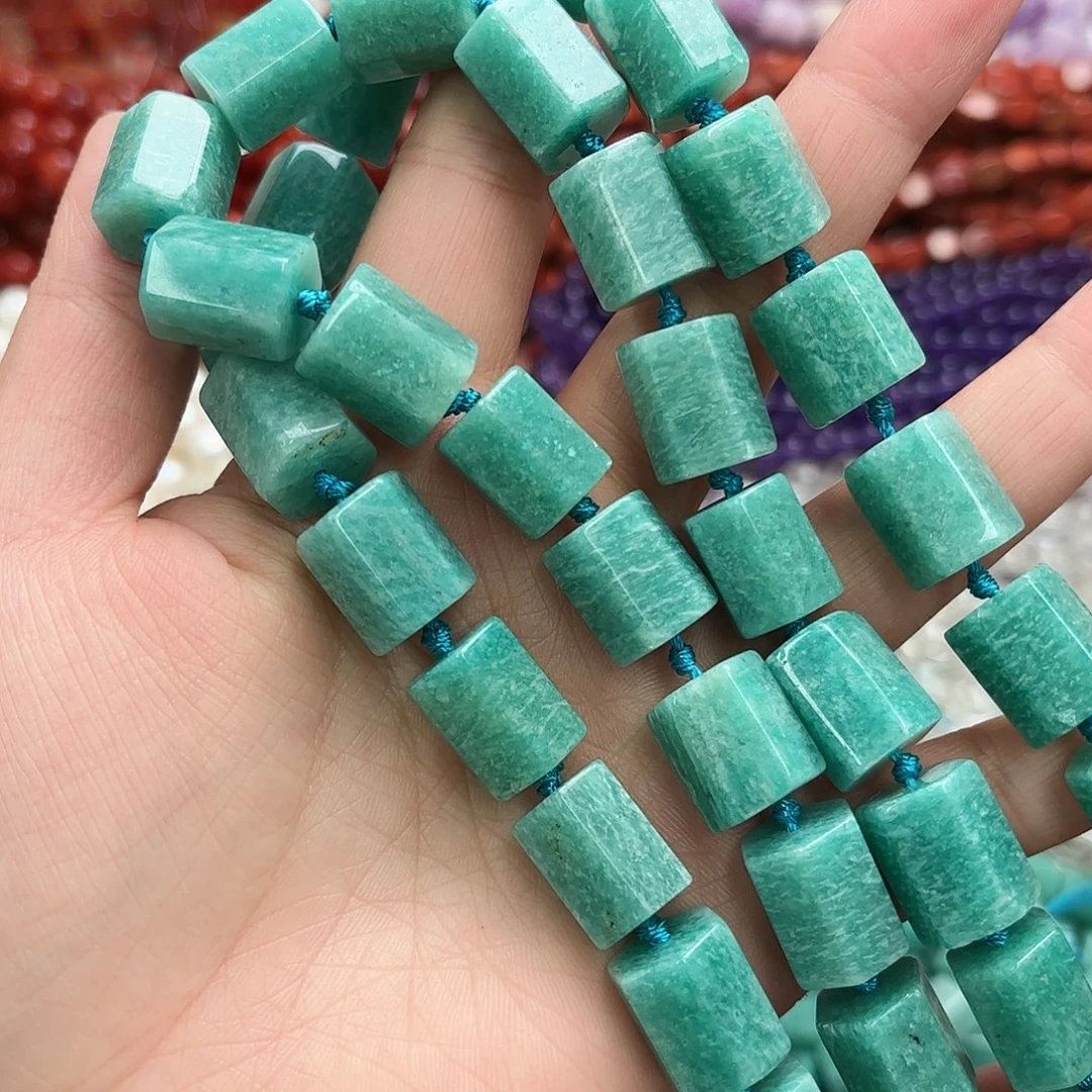 玛瑙/玉髓未镶嵌珠宝半成品12×15天河石柱子一条