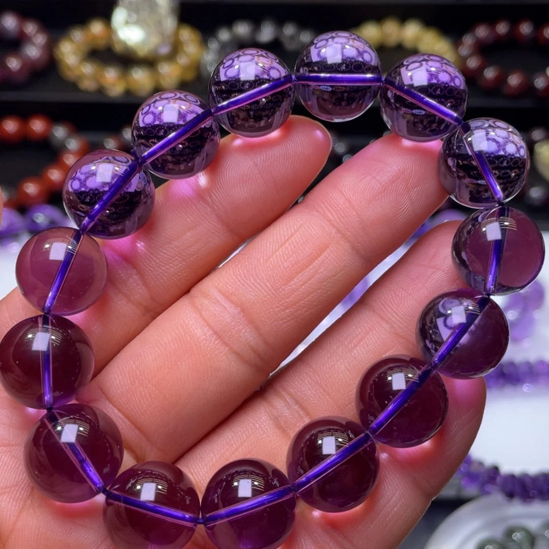 未镶嵌水晶手链巴西毕业级紫水晶15+m