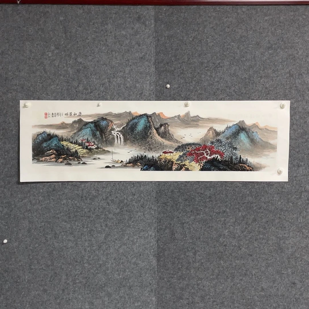 国画四尺对开138.35画芯 捡漏