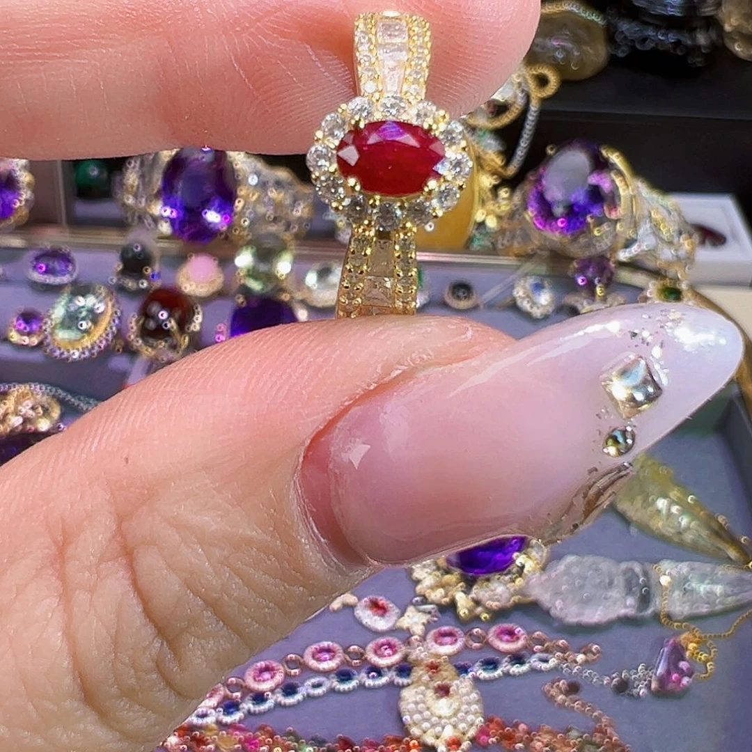 红宝石银S925镶嵌红宝石