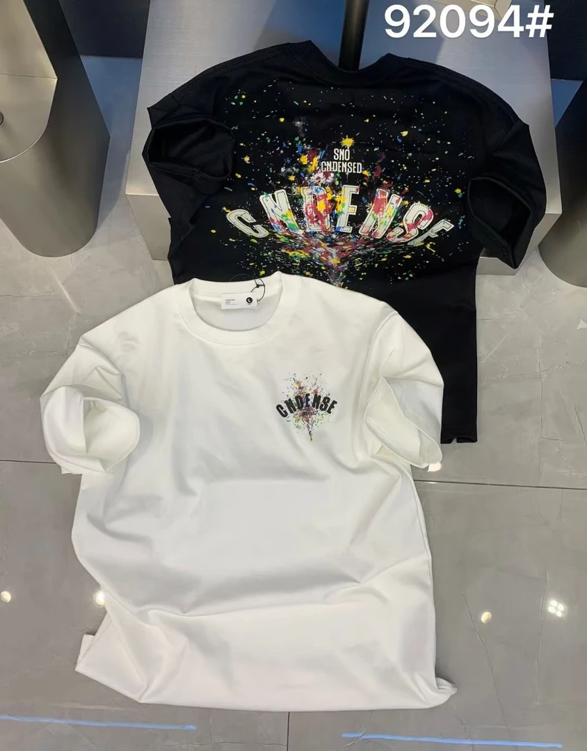 92094重彩肌理涂鸦潮牌短袖T恤男士2025宽松短袖体恤男