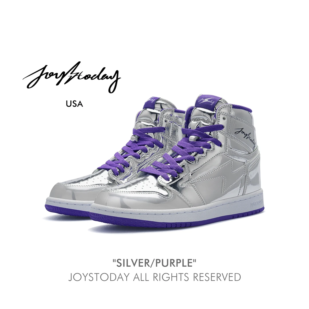 AIR JOYSTODAY 闪电AJ1 RETRO HIGH银紫漆皮高帮大LOGO男女板鞋潮