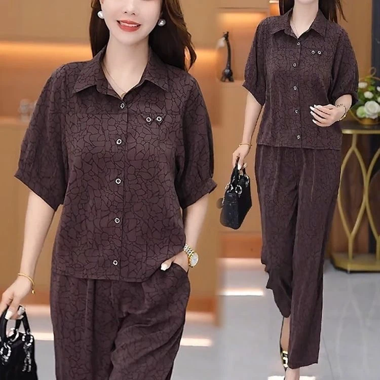 2025新款时尚拼接爆款休闲套装显瘦洋气大码上衣两件套女