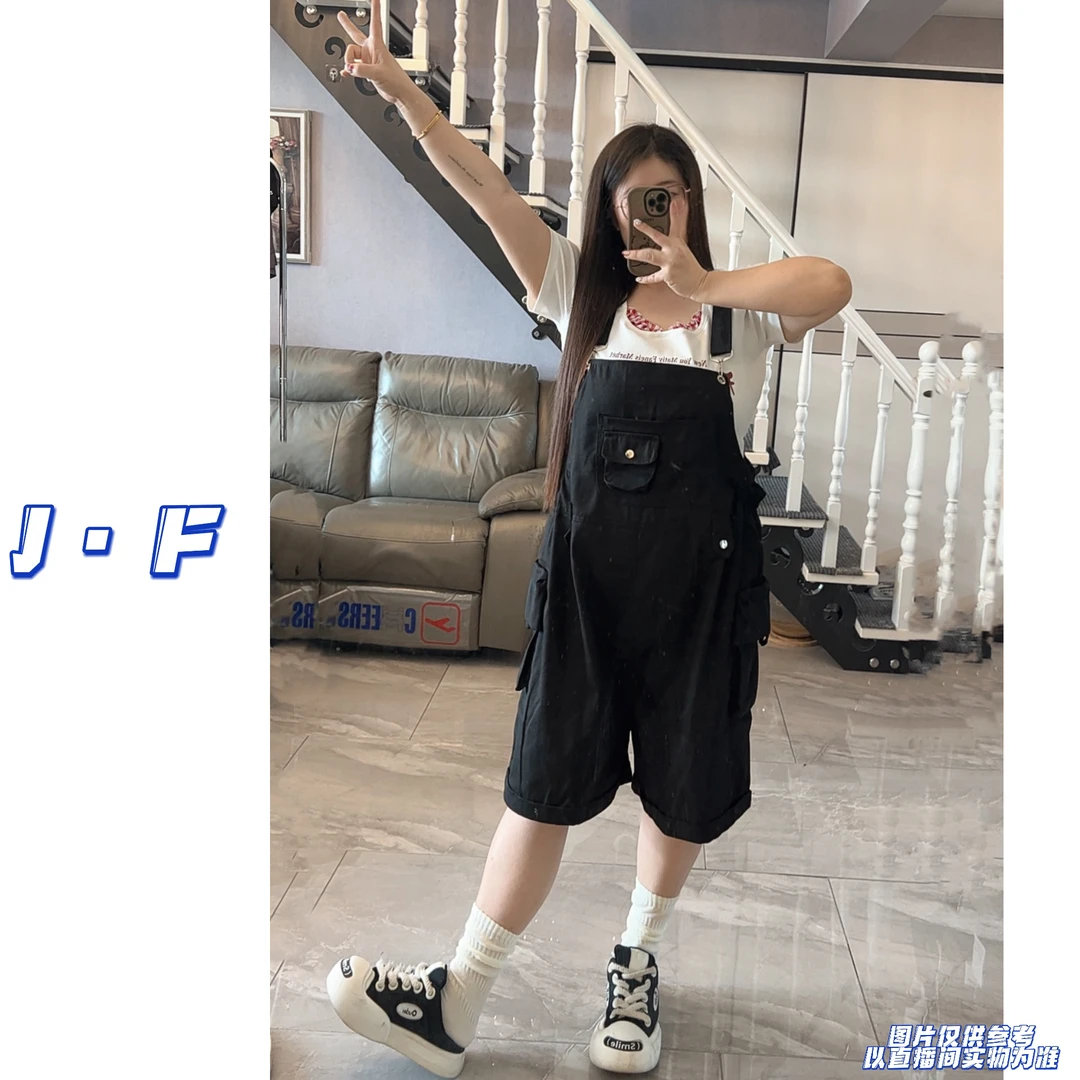 JF定制大码女装2851美式甜酷ins风工装牛仔背带裤