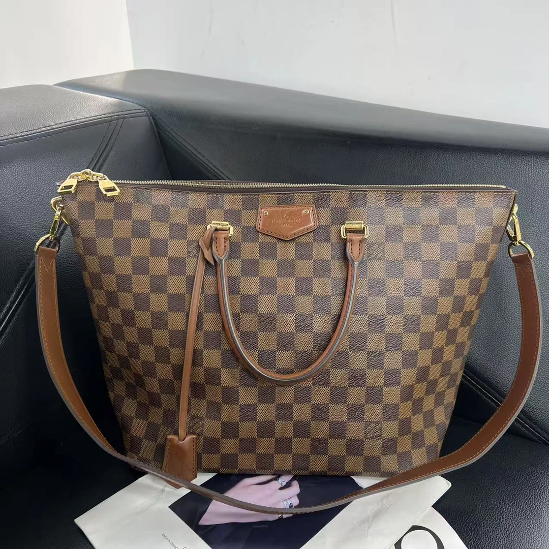 95新 LouisVuitton/路易威登 捐金沉珠/棋盘格托特包单肩