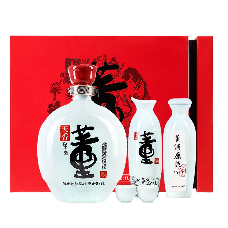 董酒【官方正品】2018年老版天香礼盒董香型白酒纯粮固态酒54度1L