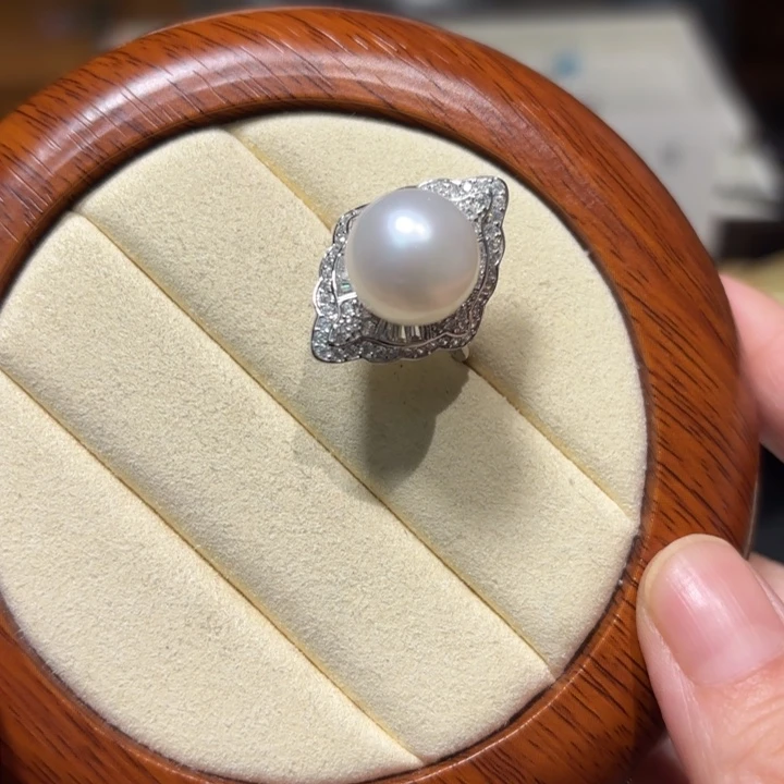 戒指海水珍珠银S925镶嵌