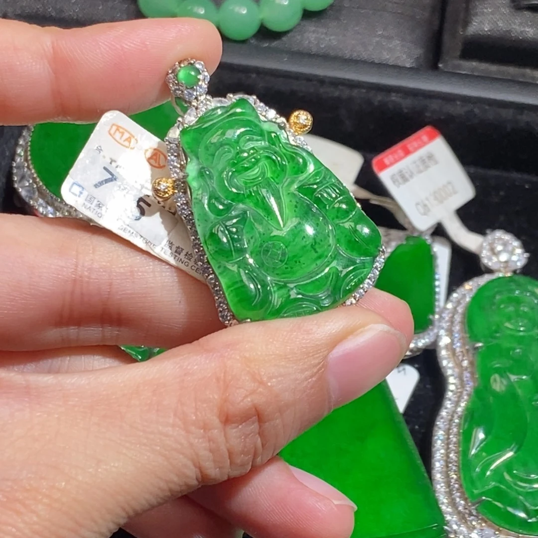 翡翠银S925镶嵌吊坠(不含链)
