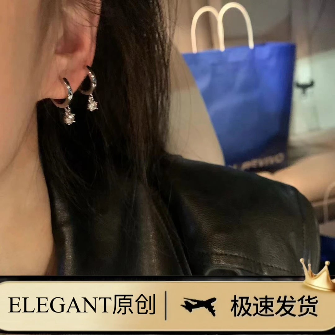 铜合金耳饰 1067「冷淡水滴」睡觉不用摘~小耳圈小众设计高级冷性风