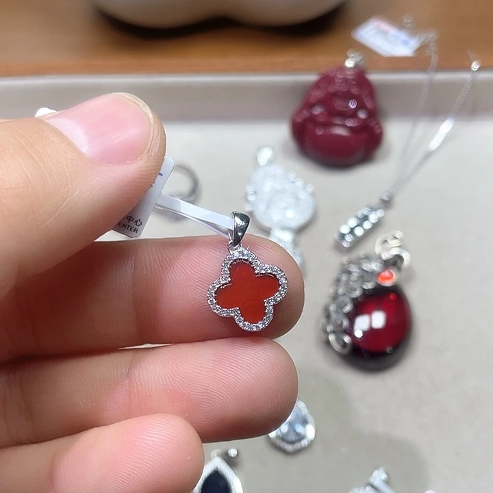 娟***娟坠链均925银珐琅黑红