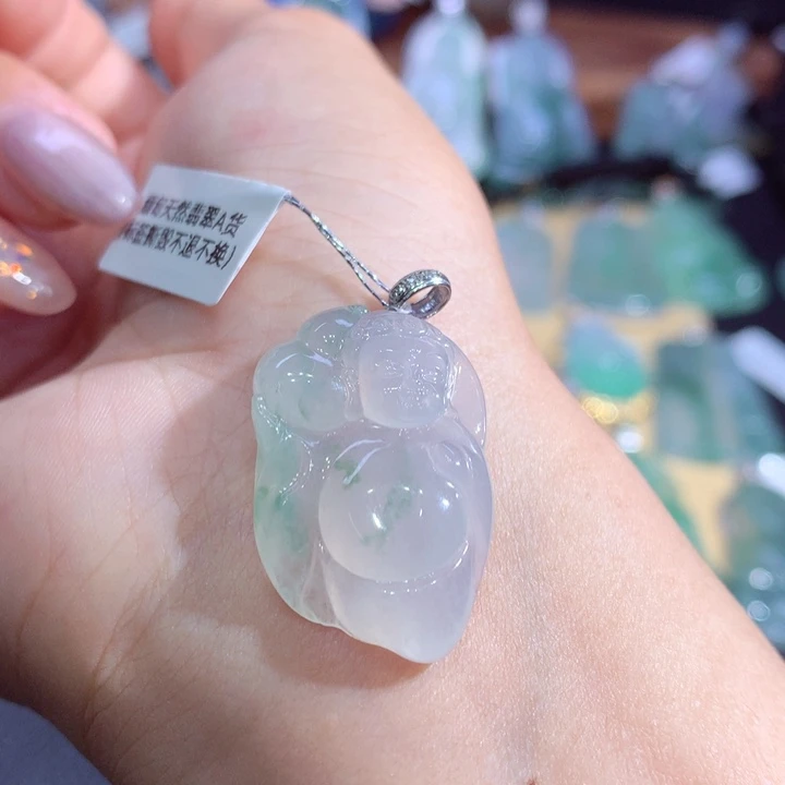 翡翠18K金镶嵌吊坠(不含链)翡翠
