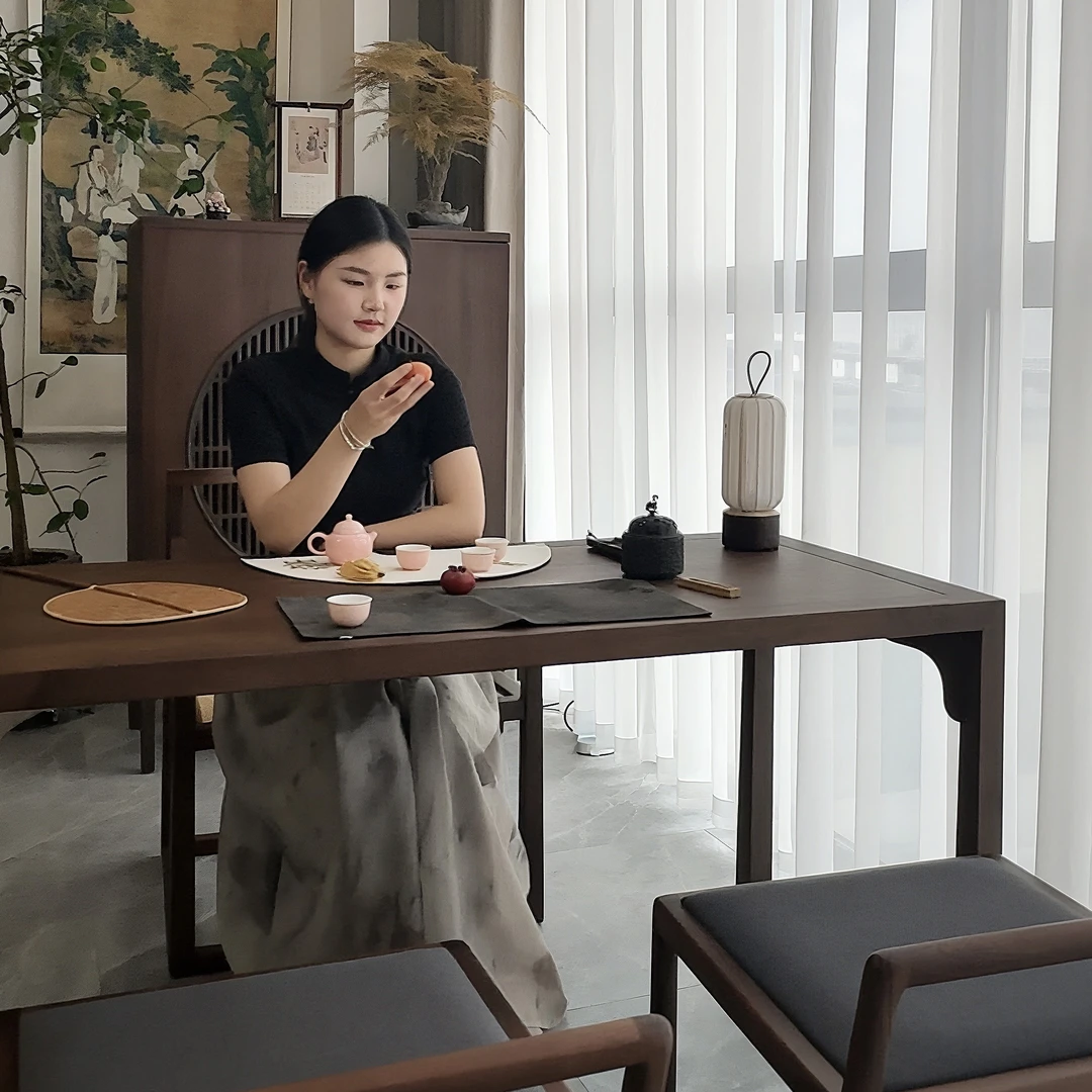 宋式美学阳台小茶桌椅组合家用休闲茶台禅意实木新中式喝茶桌椅