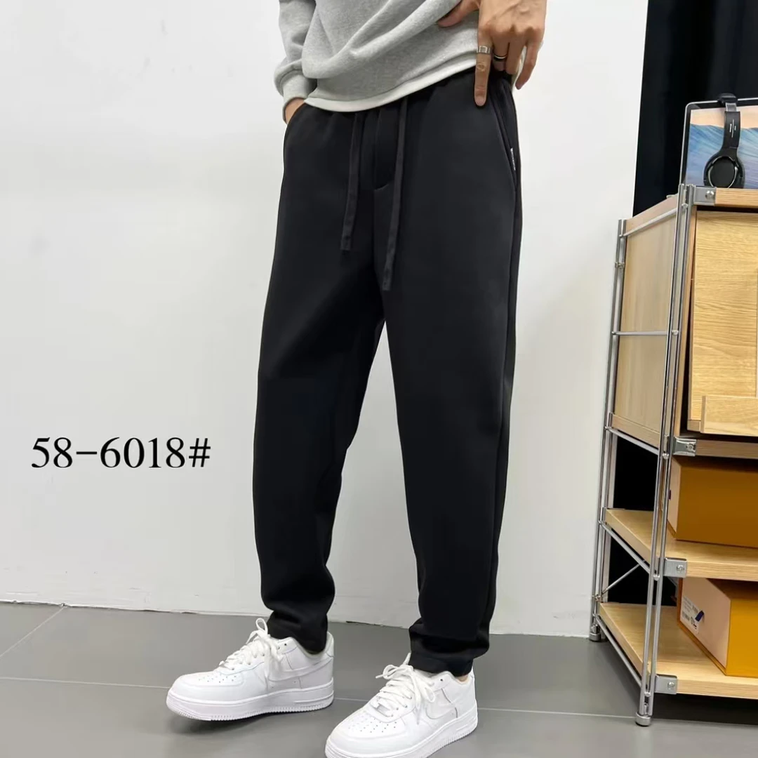58-6018#【重磅直筒】男士冬季加绒加厚高品质时尚百搭直筒休闲裤