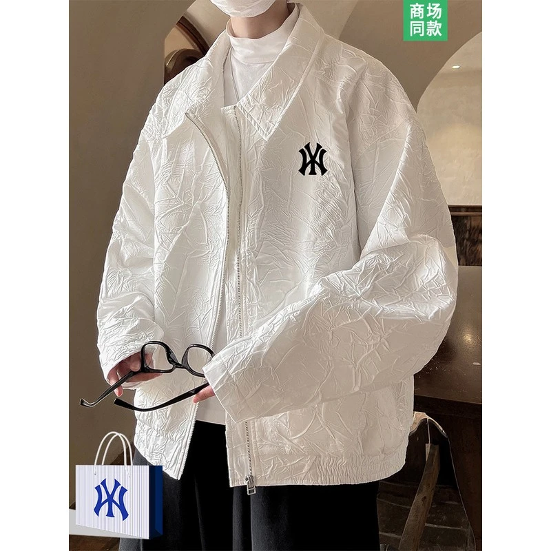 高级感肌理感翻领男士外套男士春秋季2025新款美式潮牌夹克上衣