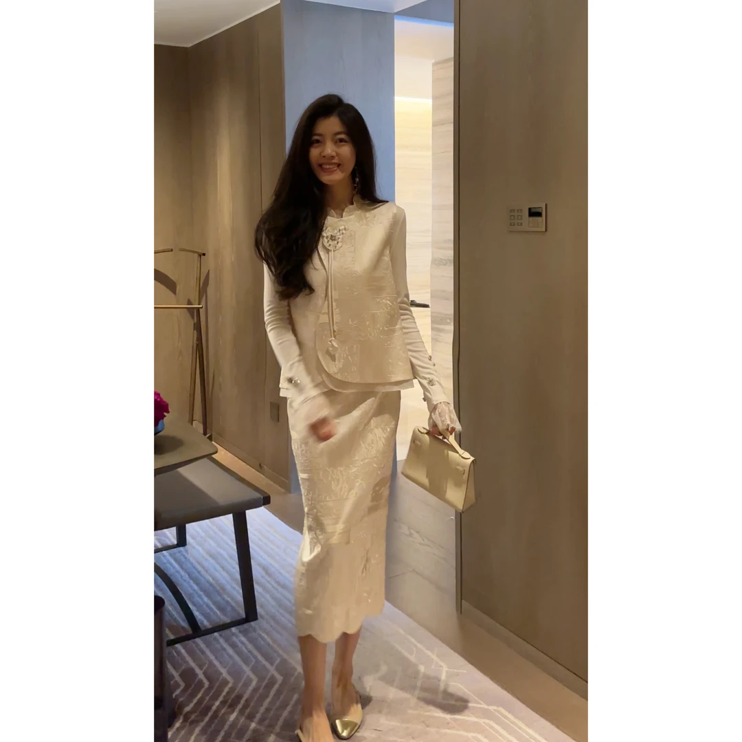 【N·COU】25春新款【燕尾蝶】新中式提花绣重工马甲套装DY60212