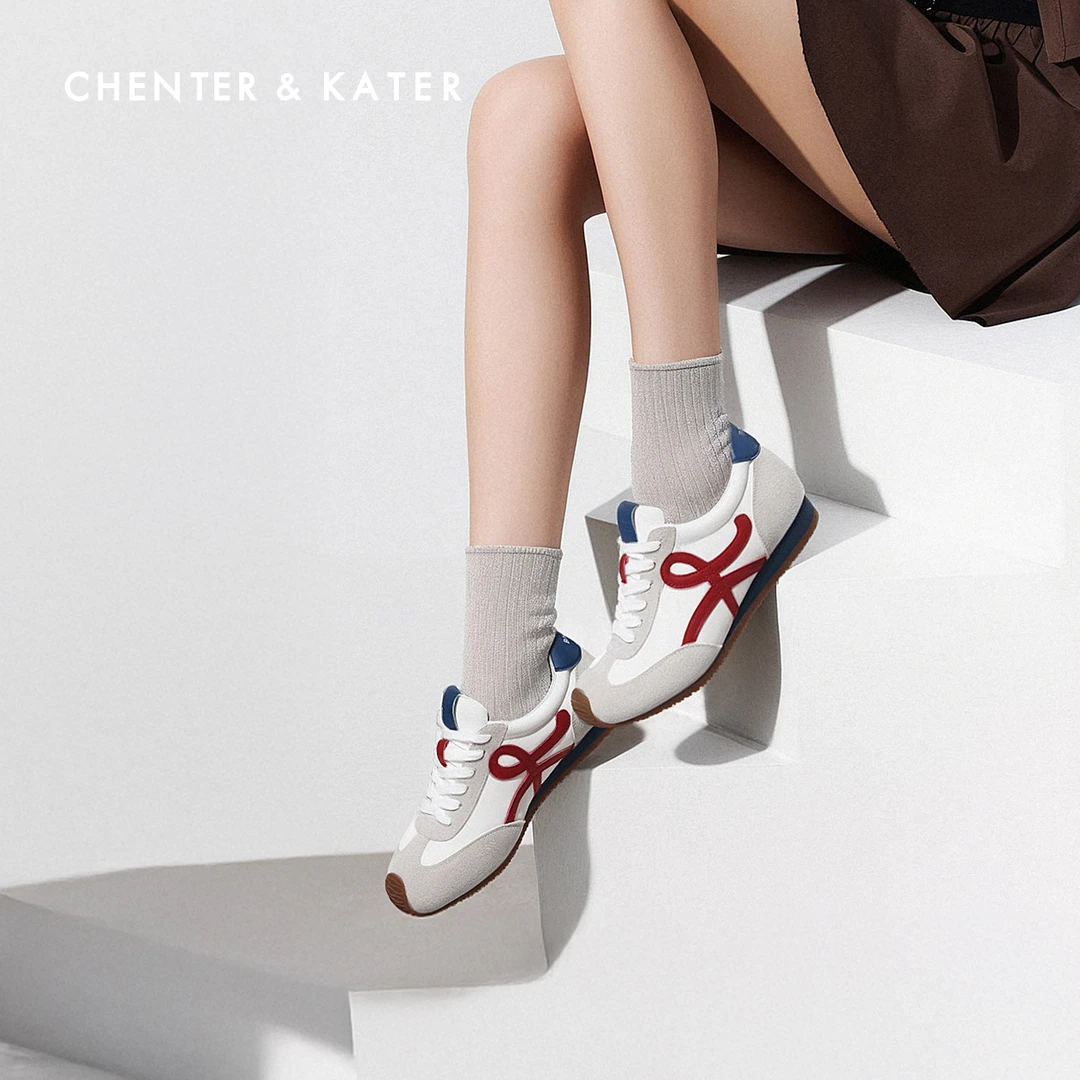 CHENTER KATER专柜 德训鞋女2025新款厚底板鞋百搭复古休闲运动鞋
