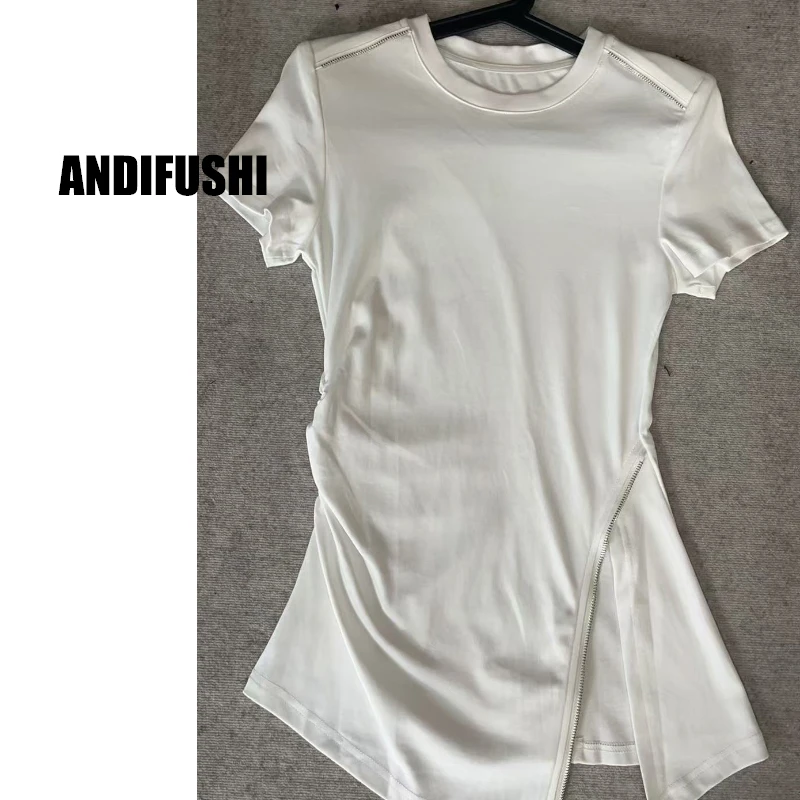 【清版逃单限购】设计师款开叉拉链圆领短袖T恤55098