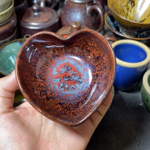 用***5茶盏建阳建盏微瑕心型