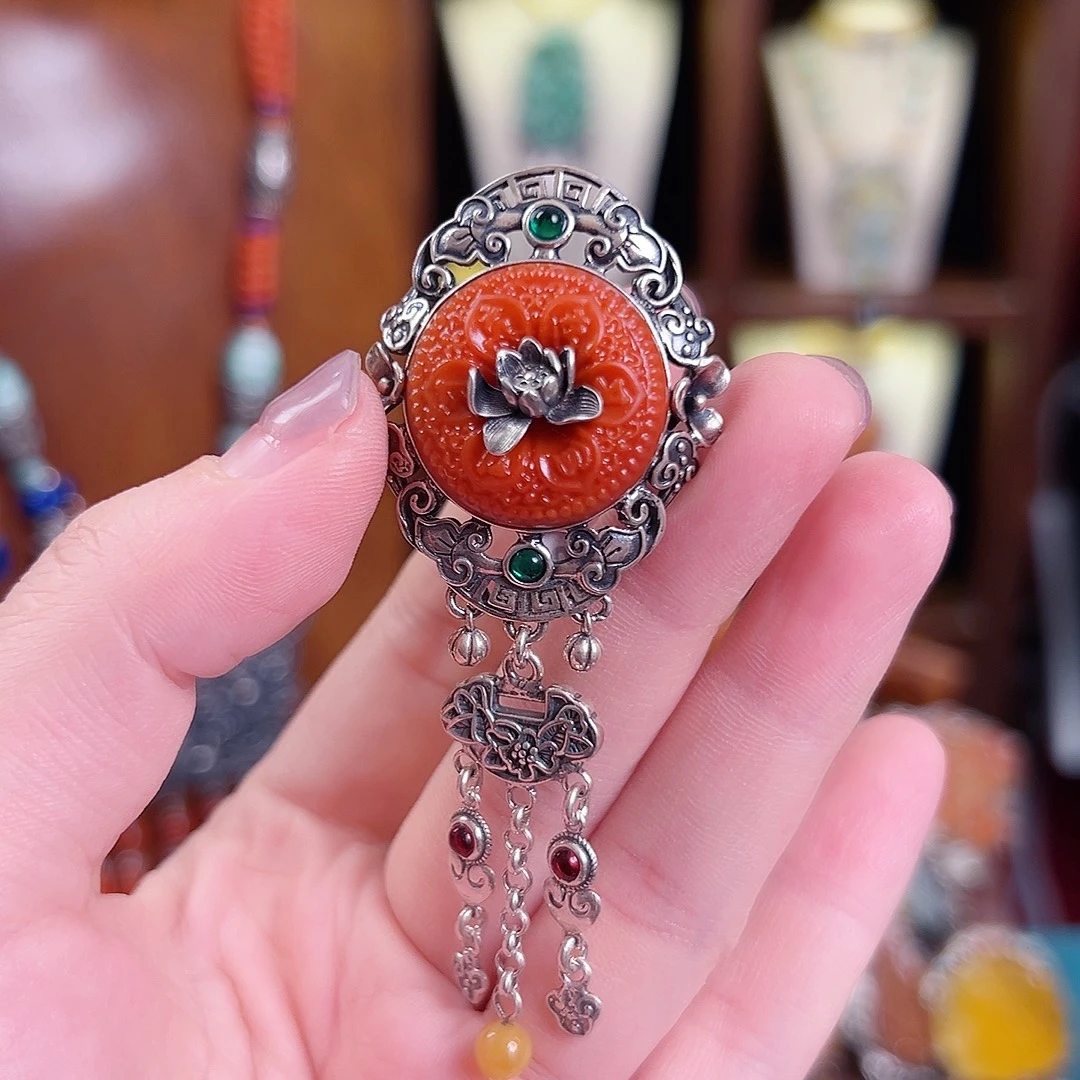 玛瑙银S925镶嵌戒指/指环戒指