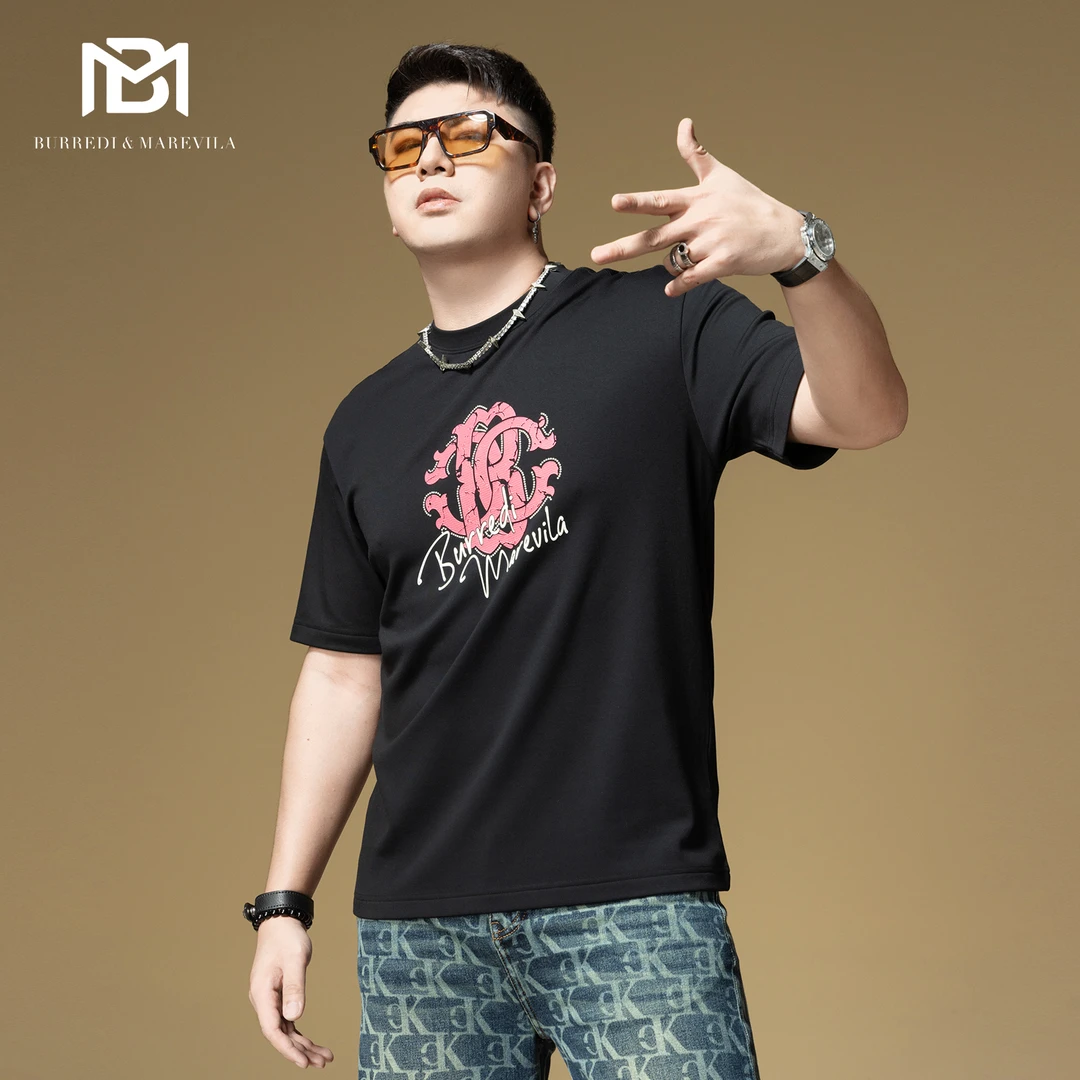 BM早秋卫衣男款美式高街重磅短袖t恤男潮牌字母男士上衣2025新款