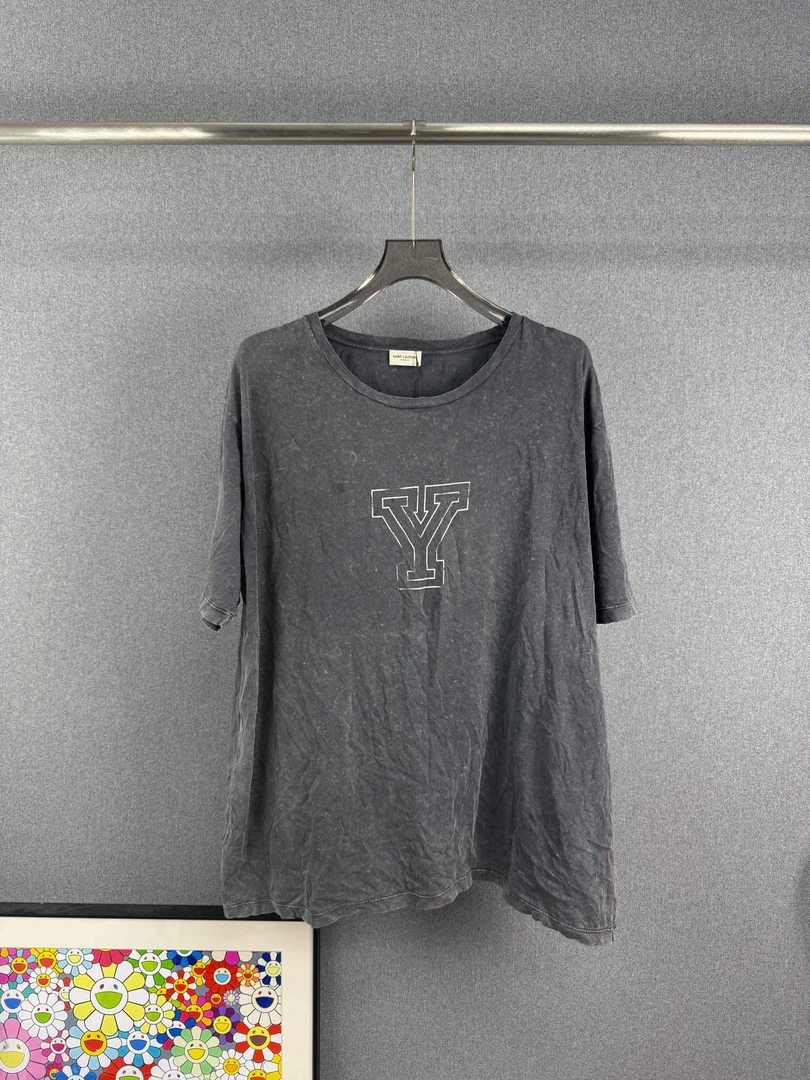 95新 YSL/圣罗兰 SAINT LAURENT SLP印花短袖 XL码 95新13041