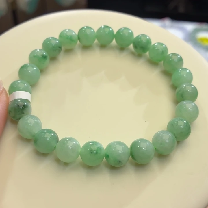 翡翠未镶嵌手链冰胶绿飘卡8.4