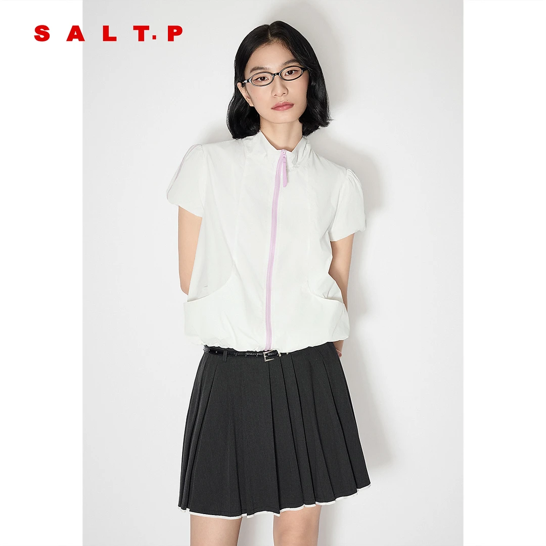 SALT.P可颜UPF50+防晒小立领短袖外套上衣女运动风2025夏季新款