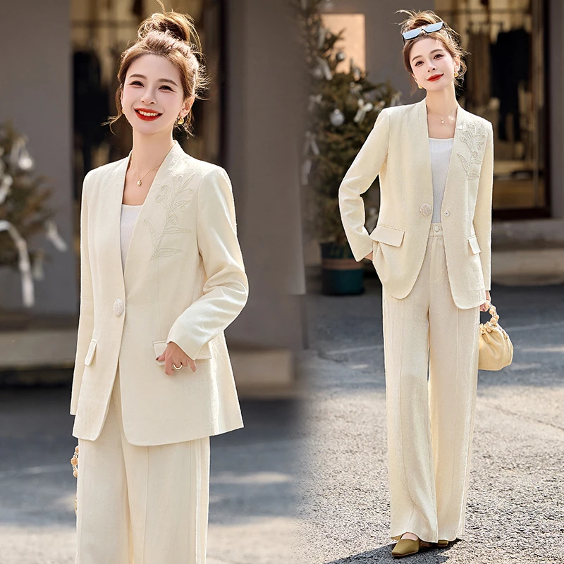 高档西装套装女款爆款2025春秋新款端庄大气两件套气质显瘦通勤