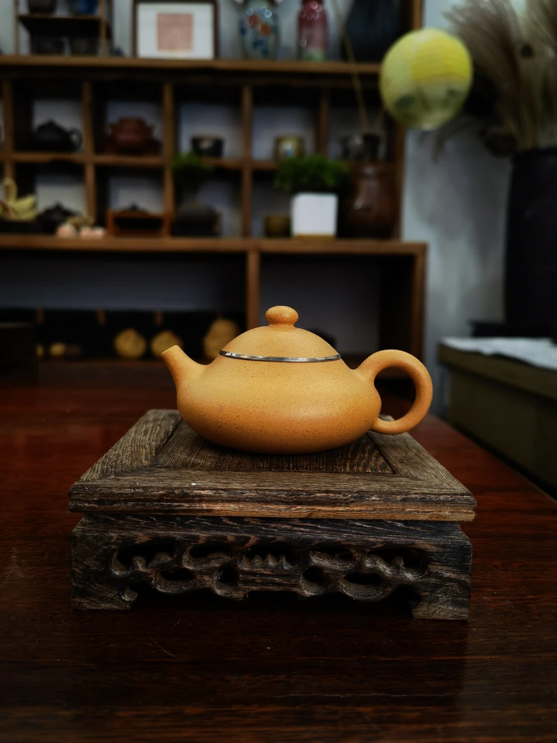 全手工莲子壶紫砂壶纯手工：镶银文旦水平壶茶具泡茶壶泥壶小容量