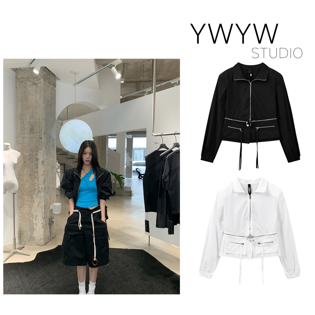 【YWYW25S/S】夏季气质翻领/立领虎口拼接拉链配饰防晒短外套5031
