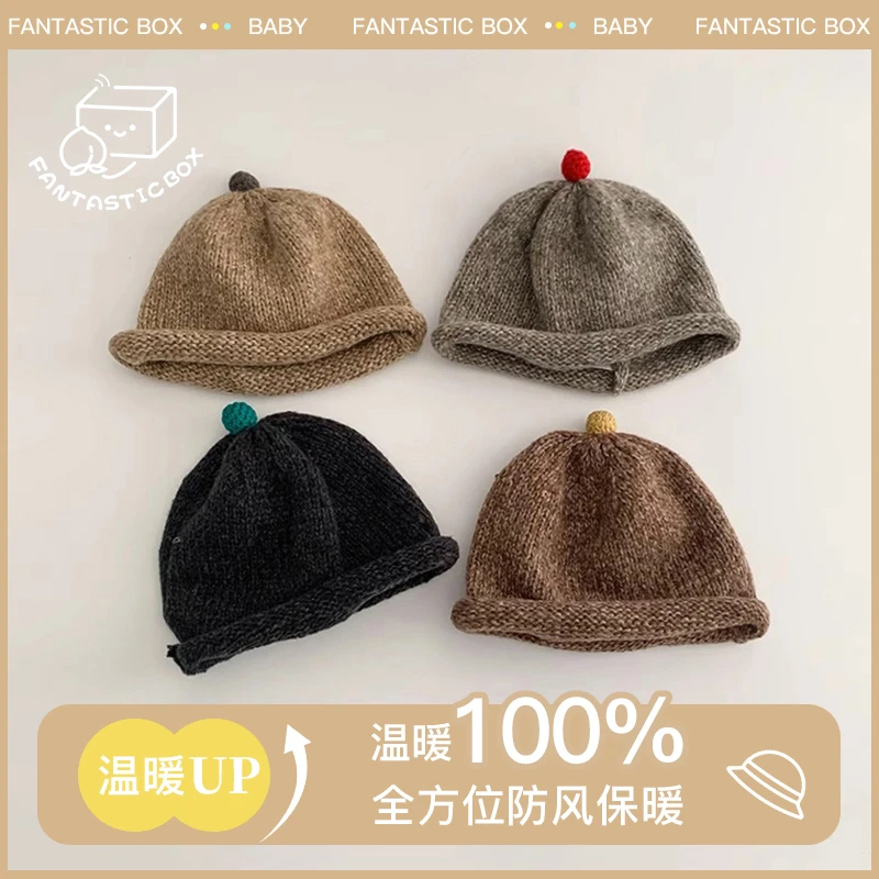 韩国宝宝帽子秋冬新款ins洋气女童保暖瓜皮帽儿童针织帽百搭婴儿