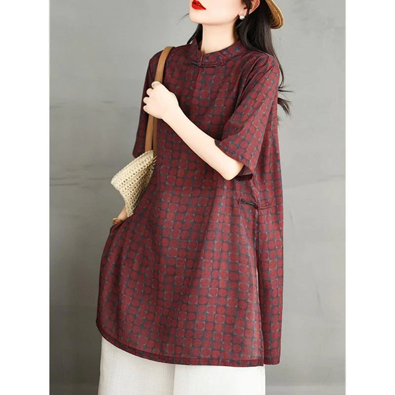 今年流行漂亮的棉麻短袖衬衫夏季新款妈妈减龄洋气新中式亚麻上衣