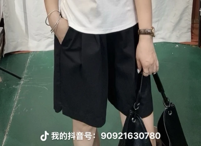 夏季高腰纯色无弹力透气宽松薄款五分裤