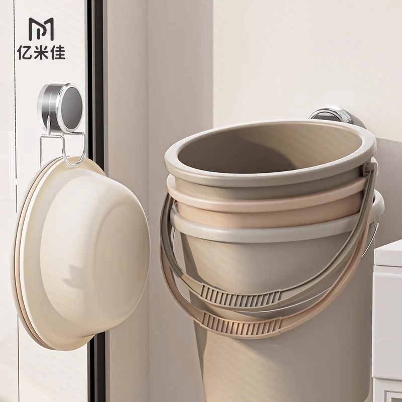 吸盘水桶收纳架卫生间免打孔脸盆挂架厕所墙上壁挂水桶架挂盆神器