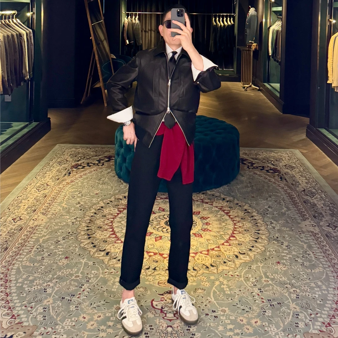 DIERTUUO迪途-山羊皮系列秋季经典时尚修身高奢复古皮衣68036