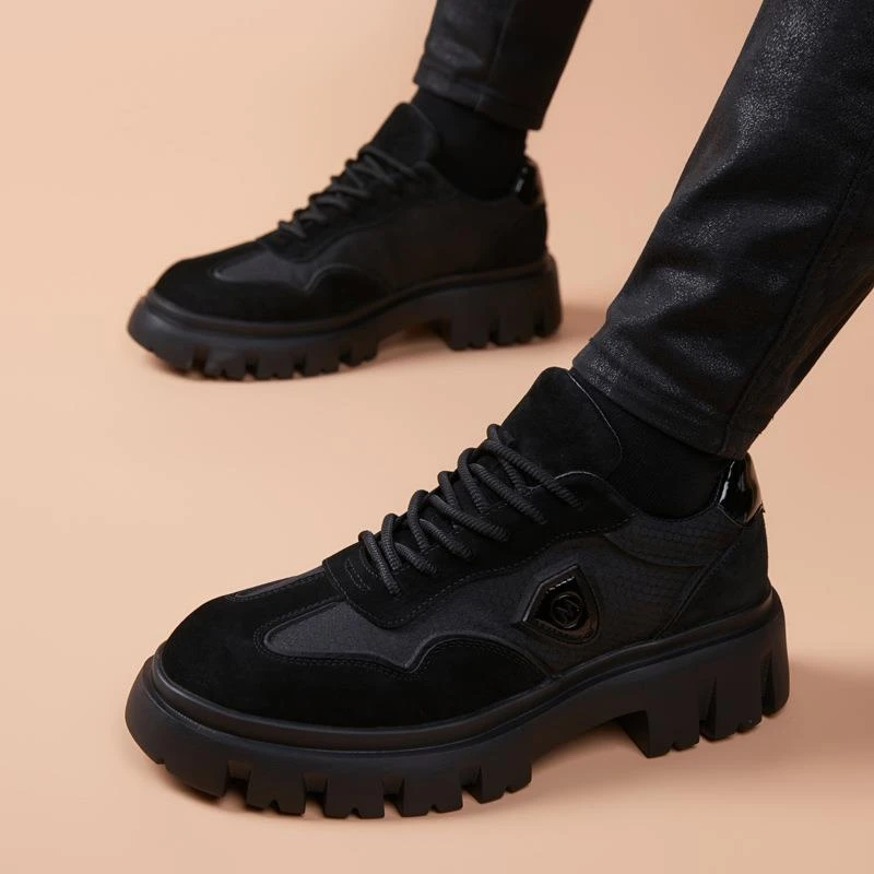 男鞋2025新款鞋子男鞋内增高男士休闲鞋男潮流百搭厚底黑色轻便